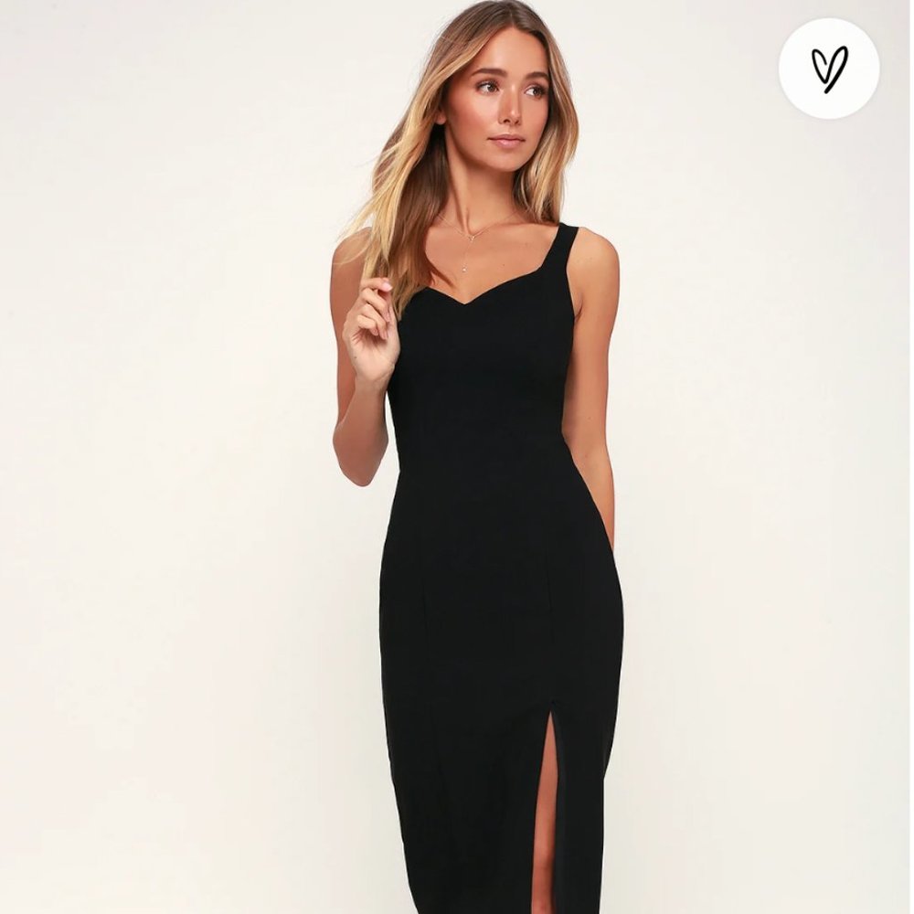 Lulu's Black Midi Dress - S